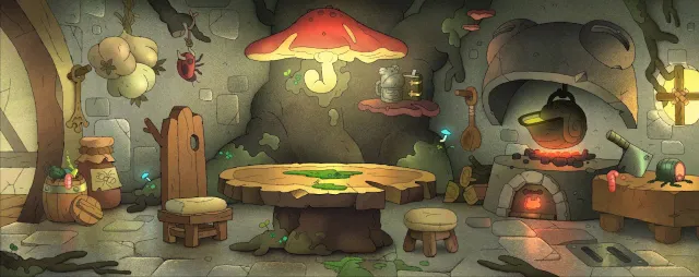 Kitchen reference image from the TV show Amphibia.