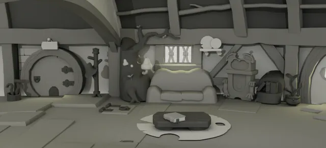 3D render of the living room from the Amphibia house.